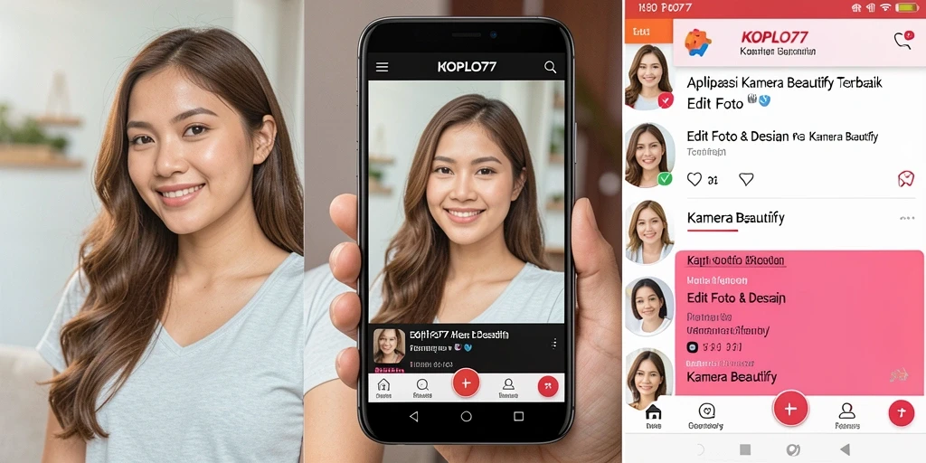 Tampilan antarmuka KOPLO77 saat mengedit foto dengan fitur Kamera Beautify.