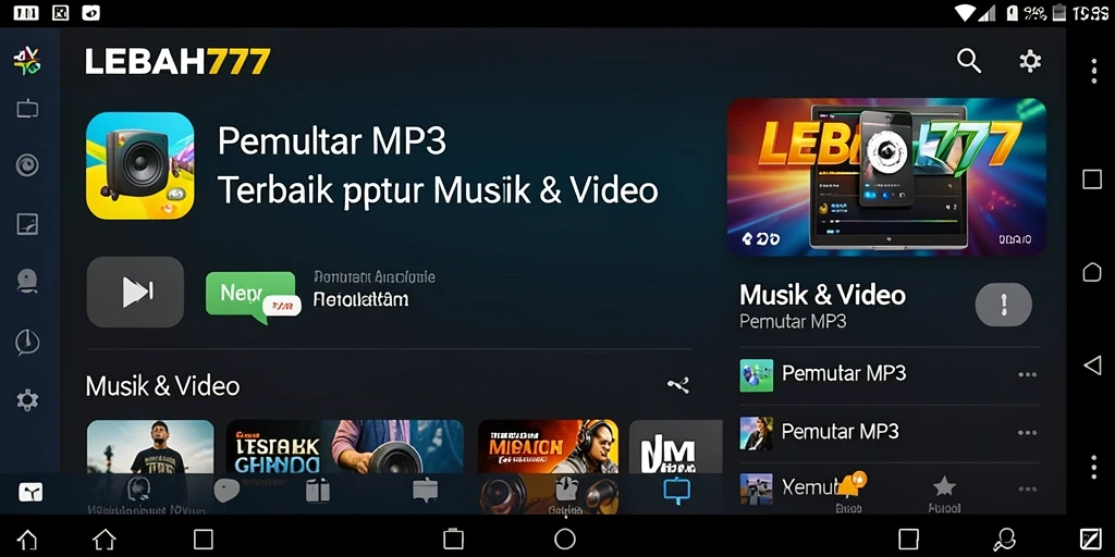 Tampilan antarmuka LEBAH777 yang menarik dan user-friendly untuk Pemutar MP3.