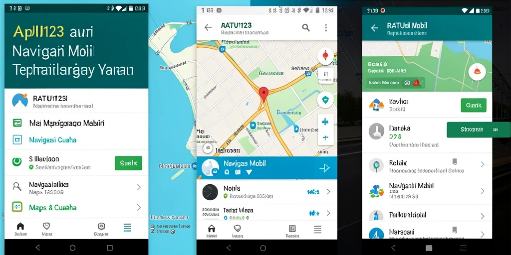 Tampilan antarmuka RATU123 yang menampilkan rute navigasi terkini.