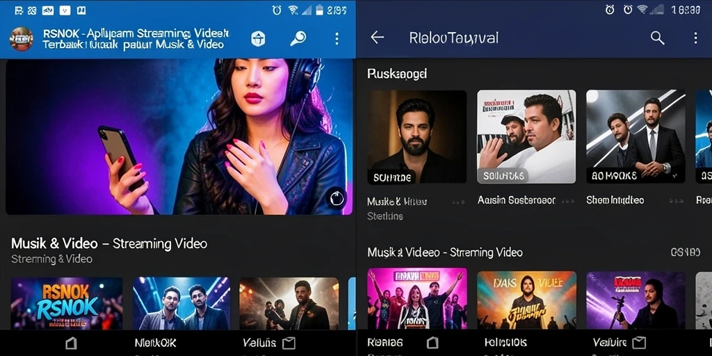 Screenshot antarmuka aplikasi RSNOK menampilkan fitur streaming video yang menarik.