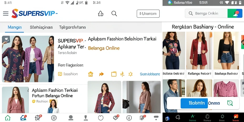Tampilan antarmuka SUPERSVIP yang memudahkan pencarian fashion.