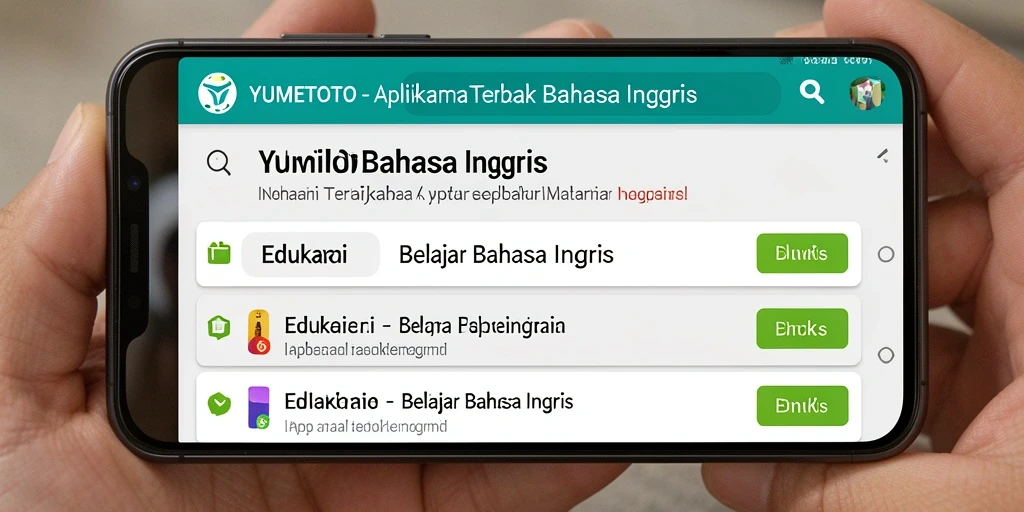 Antarmuka pengguna YUMETOTO untuk belajar bahasa Inggris.