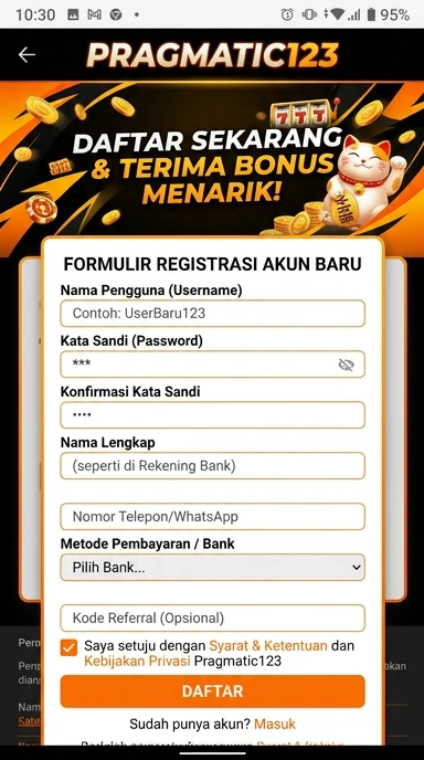 Registrasi Akun Baru di pragmatic123 Untuk Pengguna Android